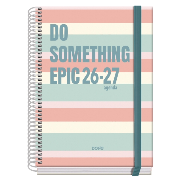 Dohe Prime Epic Agenda Escolar 26/27 - Formato A5 - Dia Pagina - Papel Offset Ahuesado 70g - Cubierta de Carton Plastificado - Espiral - Goma - 15x21x4cm - Multicolor