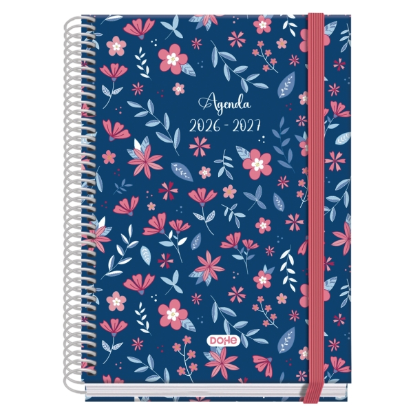 Dohe Prime Lovely Agenda Escolar 26/27 - Formato A5 - Dia Pagina - Papel Offset Ahuesado 70g - Cubierta de Carton Plastificado - Espiral - Goma - 15x21x4cm - Multicolor