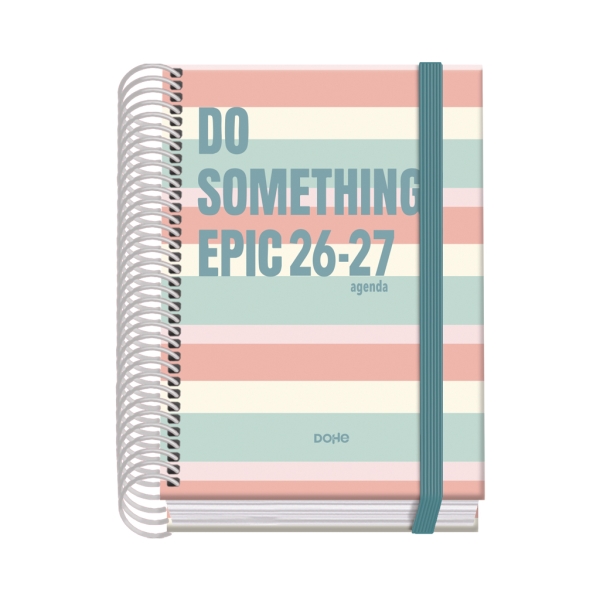 Dohe Prime Epic Agenda Escolar 26/27 - Formato A6 - Dia Pagina - Papel Offset Ahuesado 70g - Cubierta de Carton Plastificado - Espiral - Goma - 12x17x3cm - Multicolor