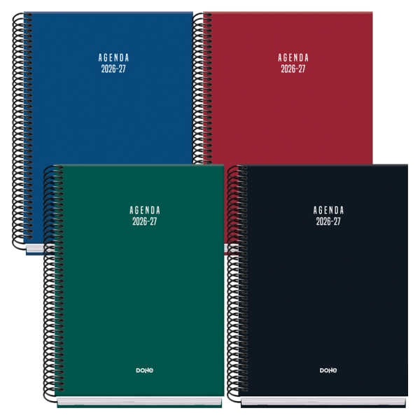 Dohe Basic Colour Vibes Agenda Escolar 26/27 - Formato A5 - Dia Pagina - Papel Offset Ahuesado 70g - Cubierta de Carton Plastificado - Espiral - Goma - 15x21x4cm - Colores Surtidos