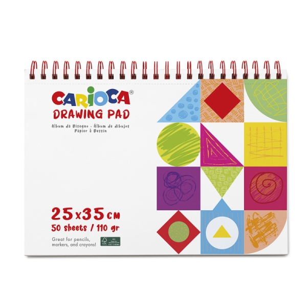 Carioca Cuaderno de Dibujo con 50 Hojas Precortadas 25x35cm - Papel de 110gr - No Traspasa la Tinta