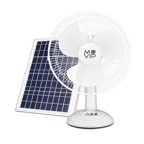 Muvip Ventilador de Sobremesa Solar - 15W - 3 Velocidades - Bateria de 8800MAH - Color Blanco