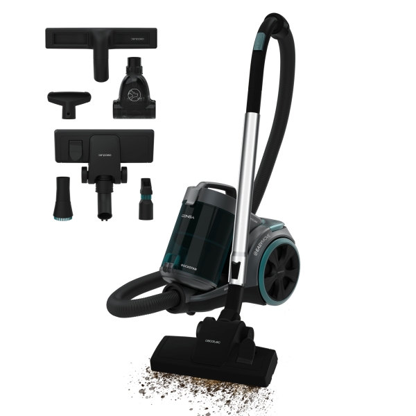 Cecotec Conga Rockstar Multicyclonic XL PowerStyle Aspiradora de Trineo con Cable - 900W - 20KPa de Succion - Deposito 3.3L - Doble Filtro HEPA - Accesorios Multifuncion - Ideal Mascotas - Color Negro