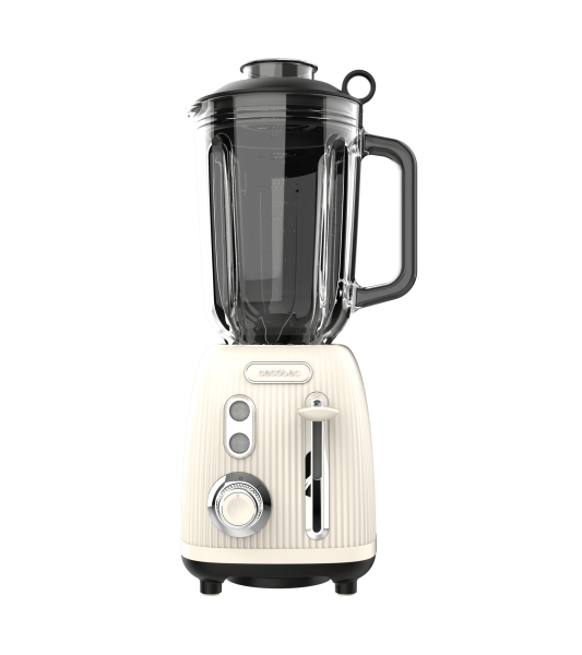 Cecotec Power Black Titanium RetroBeige Batidora de Vaso - 1200W - Jarra de 1.5L - Funcion Pulse - 4 Hojas Recubiertas de Titanio - Velocidad Ajustable - Color Beige