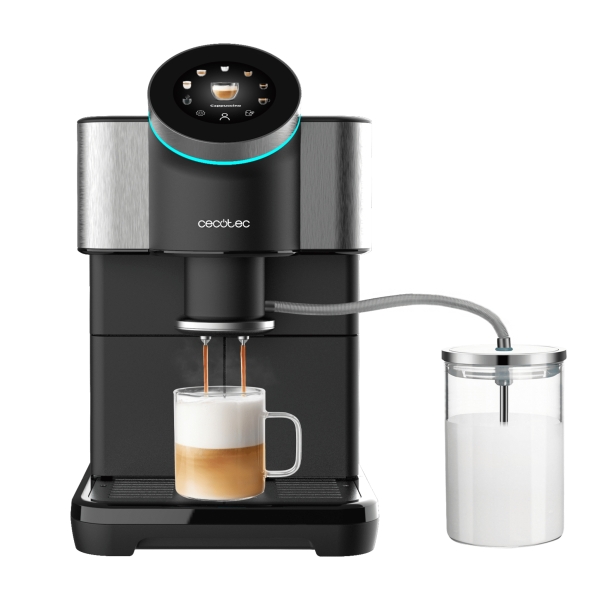 Cecotec Cremmaet Spin Cafetera Superautomatica - 1450W - Molinillo Ceramico - 19bar - Deposito 1.5L - Pantalla Tactil - Tanque de Leche 0.6L - Thermoblock - Color Titanio y Negro