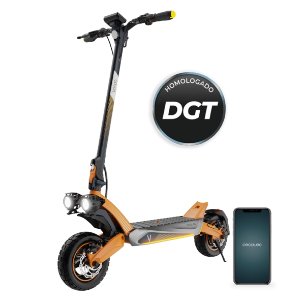 Cecotec Bongo V70 Connected Patinete Electrico - 1500W - Autonomia 70km - Bateria 48V y 15Ah - Doble Suspension - App - Disco de Frenado - e-ABS - Homologado DGT - Ruedas de 10" - Color Gris y Naranja