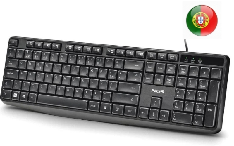 NGS Funky V4 Teclado USB - QWERTY Portugues - 12 Teclas Multimedia - Teclas de Membrana Silenciosas - Inclinacion Ajustable - Cable 1.5m - Color Negro