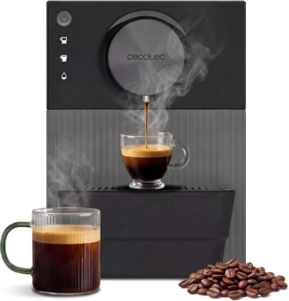 Cecotec Cremmaet Cube Black Cafetera Superautomatica - 19bar - Deposito de 1.1L - Sistema de Prensado y Pre-Infusion - Sistema Thermoblock - Pantalla Tactil - Termoblock - Deposito de Cafe de 110g - 5 Niveles de Molido - Modo Eco - Color Negro