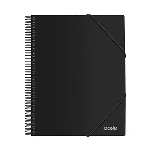 Dohe Carpeta con 30 Fundas Tamaño A4 - Tapa de Polipropileno Opaco 800 Micras - Fundas Transparentes 80 Micras - Espiral de Plastico Color y Gomas Elasticas a Juego