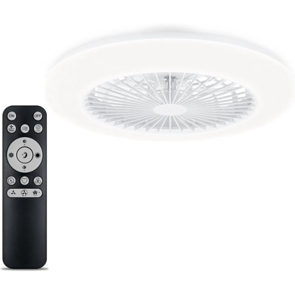 Philips Amigo Flat Fan Ceiling IR RD Ventilador de Techo con Luz LED Hasta 6500K - Aspas Integradas - 20W Ventilador + 42W Luz  - Mando a Distancia - Color Blanco