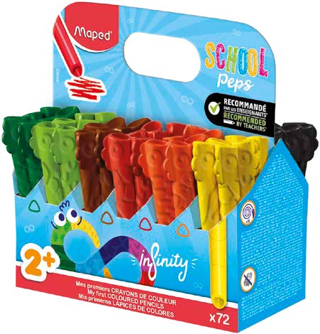 Maped Color`Peps Infinity Jumbo Pack de 72 Lapices de Colores de Larga Duracion - Hecho Totalmente de Mina - Colores Surtidos