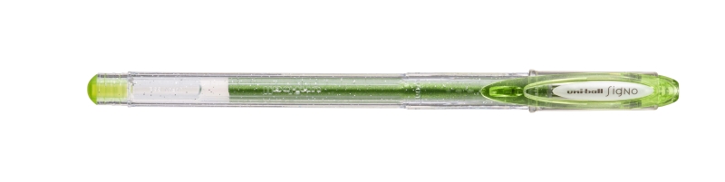 Uni-ball Signo Sparkling UM-120SP Roller de Tinta Gel - Punta de Bola 1mm - Tinta Pigmentada Resistente al Agua y Luz - Efecto Purpurina - Color Verde Manzana