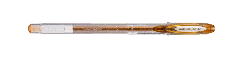 Uni-ball Signo Sparkling UM-120SP Roller de Tinta Gel - Punta de Bola 1mm - Tinta Pigmentada Resistente al Agua y Luz - Efecto Purpurina - Color Bronce