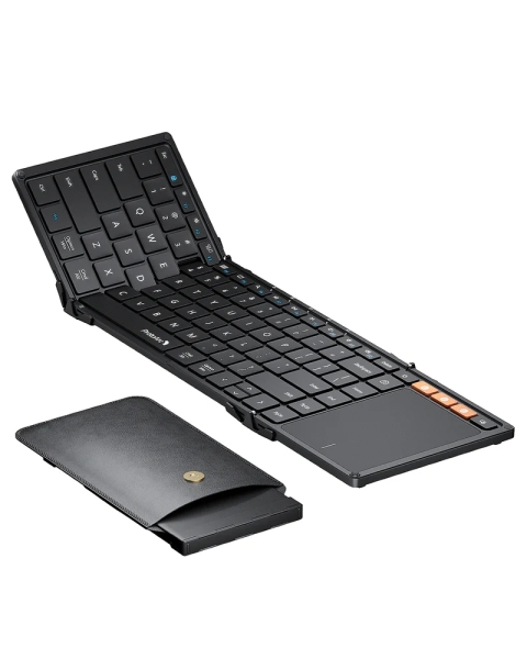 ProtoArc XK01-TP Teclado Portatil Plegable en Triptico - Bluetooth - Con Touchpad - Conexion de hasta 3 Dispositivos - Color Negro