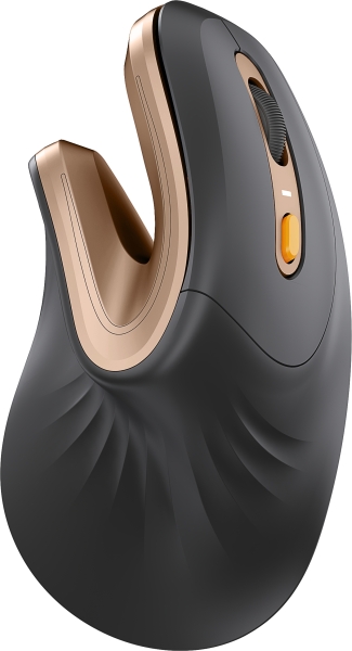 ProtoArc EM11 NL Raton Vertical Ergonomico Inalambrico - 2400 dpi - Bluetooth + 2.4Ghz - Bateria Recargable - Multidispositivo - Color Negro y Dorado