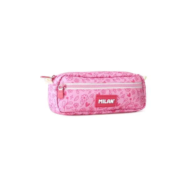 Milan Pink Flowers Portatodo Rectangular - 2 Compartimentos con Cremallera