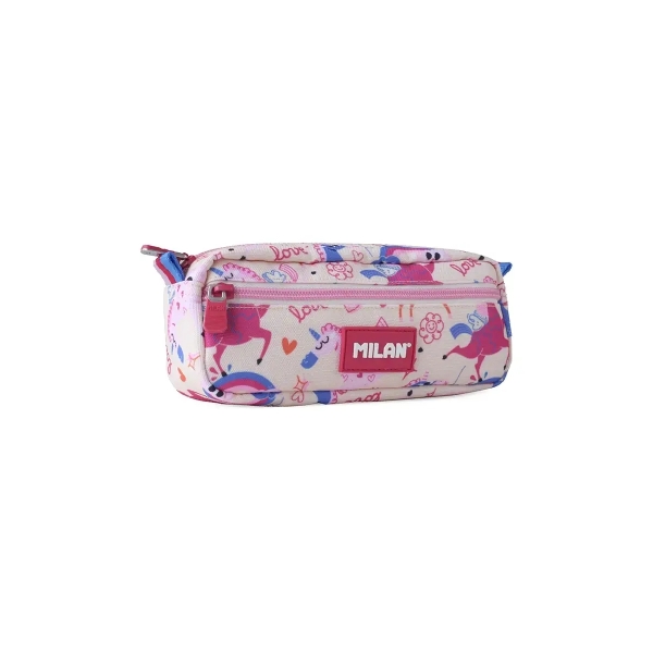 Milan Flowicorn Portatodo Rectangular - 2 Compartimentos con Cremallera