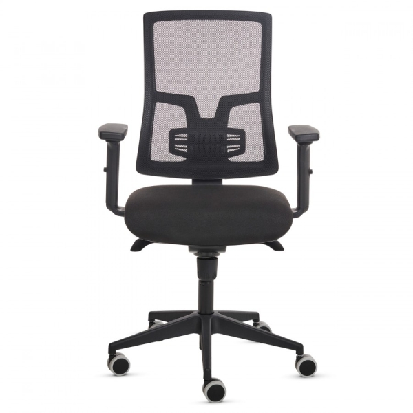 Fellowes Eleganza Silla de Oficina - Respaldo de Malla Transpirable Ajustable en Altura - Soporte Lumbar Ajustable - Reposabrazos Acolchados 2D - Ajuste por Elevacion de Gas - Tejido Ignifugo y Ruedas de 65mm - Color Negro
