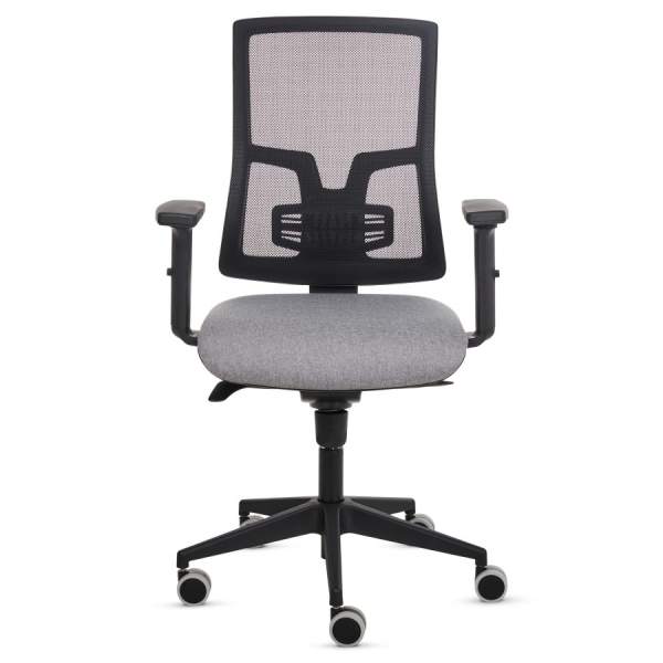 Fellowes Eleganza Silla de Oficina - Respaldo de Malla Transpirable Ajustable en Altura - Soporte Lumbar Ajustable - Reposabrazos Acolchados 2D - Ajuste por Elevacion de Gas - Tejido Ignifugo y Ruedas de 65mm - Color Gris/Negro