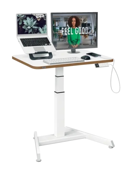 Leitz Ergo Escritorio Compacto Electrico - Regulacion Elecctrica de la Altura de 65 a 130cm - Escritorio de 80x60x2,5cm - Peso Maximo Soportado 80kg - Puertos USB-C y USB A - Pantalla para Visualizar la Altura - Color Blanco
