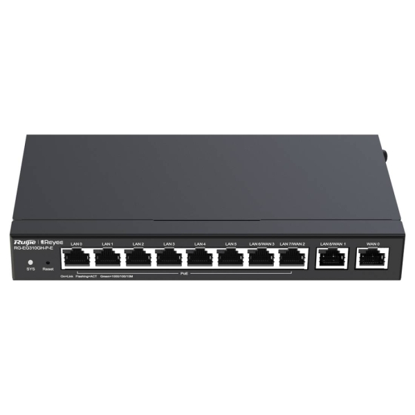 Ruijie RG-EG310GH-P-E Router de Sobremesa - 10 Puertos - 8x PoE+ 110W - 1.5Gbps - Capacidad hasta 300 Usuarios - Gestion en la Nube - Color Negro