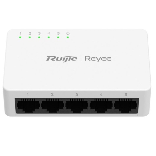 Ruijie RG-ES05G-L Switch No Gestionado - 5 Puertos - Velocidad hasta 1Gbps - Carcasa de Plastico - Color Blanco