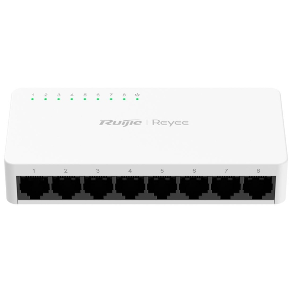 Ruijie RG-ES08F Switch de Sobremesa - 8 Puertos - Velocidad hasta 100Mbps - Carcasa de Plastico - Color Blanco