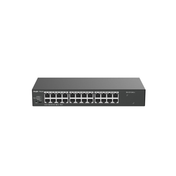 Ruijie RG-ES124G-L Switch No Gestionado - 24 Puertos - Velocidad hasta 1Gbps - Carcasa de Acero - Color Negro