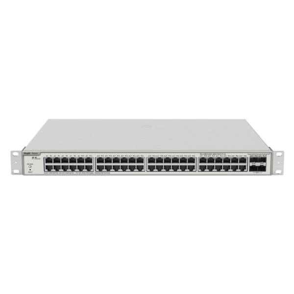 Ruijie RG-NBS3200-48GT4XS-P-V2 Switch Gestionado en Capa 2 - Montaje en Rack 1U - 48 Puertos Ethernet hasta 1Gbps - 4x SFP+ hasta 10Gbps - PoE/PoE+ hasta 370W - Carcasa de Acero - Color Acero