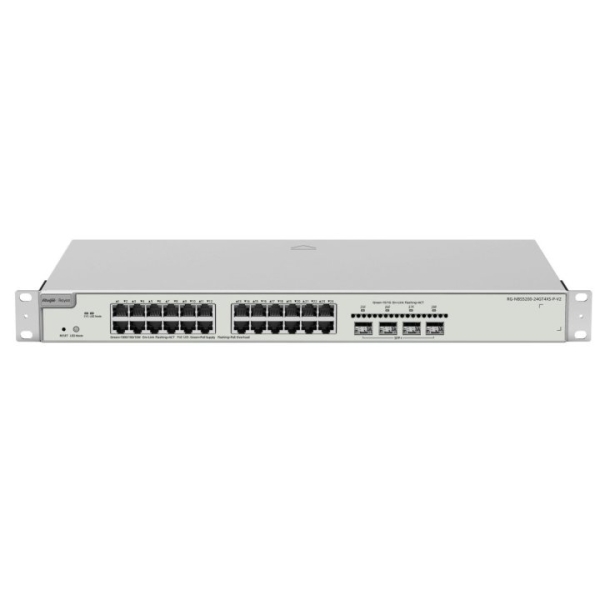 Ruijie RG-NBS5200-24GT4XS-P-V2 Switch con Auto-Negociacion - 24 Puertos Ethernet hasta 1Gbps - 4x SFP+ hasta 10Gbps - PoE/PoE+ hasta 370W - Fuente de Alimentacion Fija - Color Acero