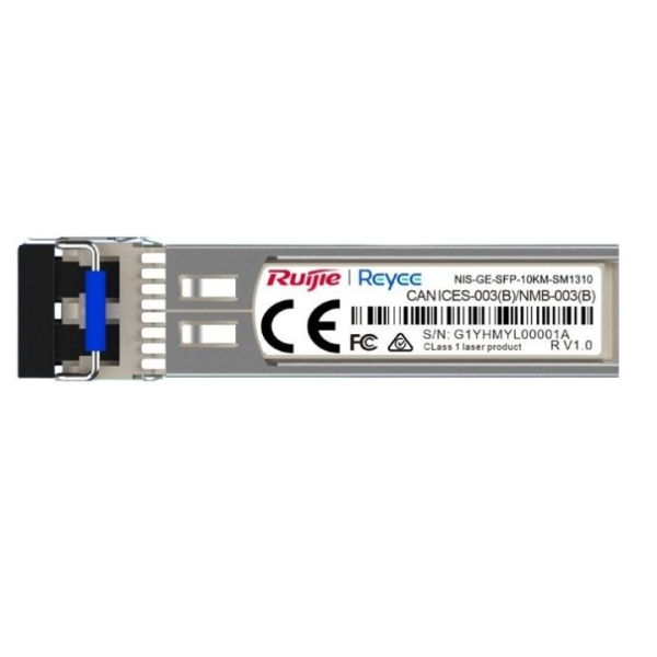 Ruijie NIS-GE-SFP-10KM-SM1310 Modulo Transceptor SFP - 1000Base-LX - Fibra Optica hasta 10km - Longitud de Onda de 1310nm - Color Acero
