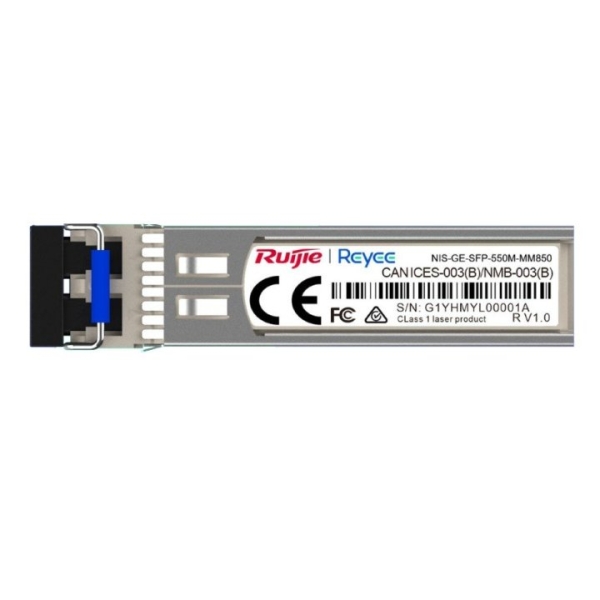Ruijie NIS-GE-SFP-550M-MM850 Modulo Transceptor SFP - 1000Base-SX - Fibra Optica hasta 550m - Longitud de Onda de 850nm - Color Acero