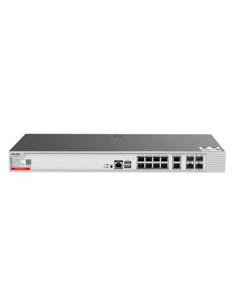 Ruijie RG-WS6012-L Controlador de Acceso para Red Inalambrica - WiFi - 2 Puertos SFP+ de 10Gbps - 2 Puertos Combo SFP/RJ45 - 8 Puertos hasta 1Gbps - Color Negro y Gris