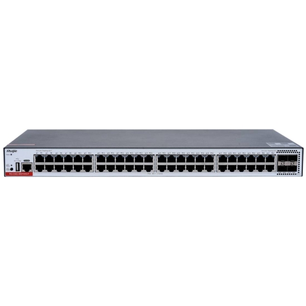 Ruijie RG-CS83-48GT4XS-P Switch - 48 Puertos Ethernet hasta 1Gbps - 4x SFP+ hasta 10Gbps - PoE/PoE+ hasta 405W - Fuente de Alimentacion Fija - Color Negro y Gris