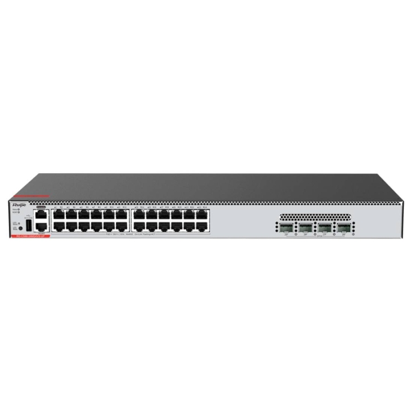 Ruijie RG-CS86-24MG4VS-UP Switch con Auto-Negociacion - 24 Puertos hasta 5Gbps - 4x SFP28 hasta 25Gbps - PoE/PoE+/PoE++ hasta 370W - Fuente de Alimentacion Fija - Color Negro y Gris