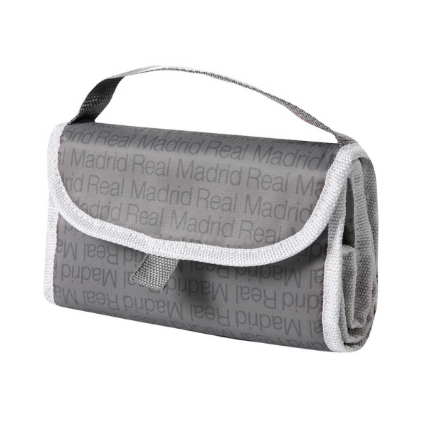 Safta Real Madrid Bolsa Isotermica Porta Alimentos - Plegable - Solapa con Velcro - Asa de Mano - 18.4x25.4x12.7cm - Color Gris