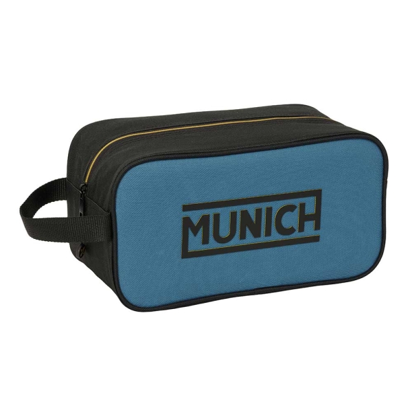 Safta Munich Zapatillero Mediano - Capacidad 6L - Asa de Mano Lateral - 29x15x14cm - Color Negro y Azul