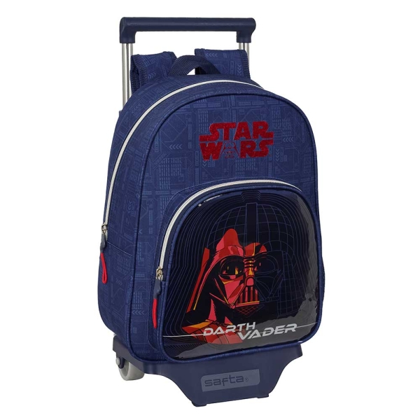 Safta Star Wars Mochila con Carro - Extraible - Portabotellas - Bolsillo Frontal - Asa de Mano - 27x33x10cm - Color Azul Marino
