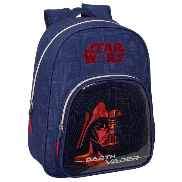 Safta Star Wars Mochila Infantil - Portabotellas - Bolsillo Frontal - Asa de Mano - Adaptable a Carro - Hombreras Acolchadas - 27x33x10cm - Color Azul Marino