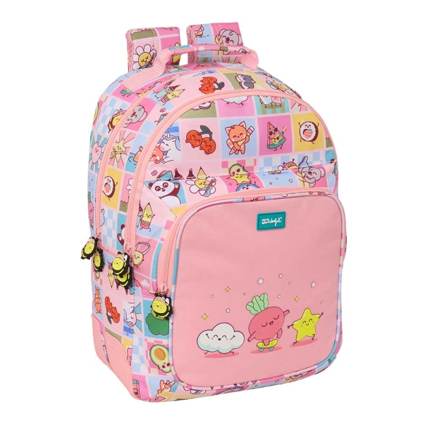 Safta Mr. Wonderful Comic Mochila - Adaptable a Carro - Bolsillo Frontal - Portabotellas - Cremallera con Doble Tirador - Asa de Mano - Hombreras y Espalda Acolchada - 32x42x15cm - Color Rosa