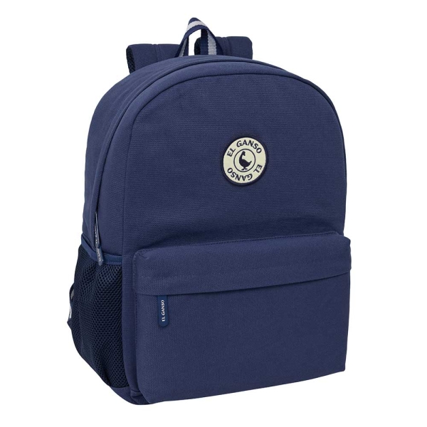 Safta el Ganso Jeans Mochila - Adaptable a Carro - Bolsillo Frontal - Espalda Acolchada - Cremallera con Doble Tirador - Asa de Mano - Hombreras Ergonomicas - 32x43x14cm - Color Azul Marino