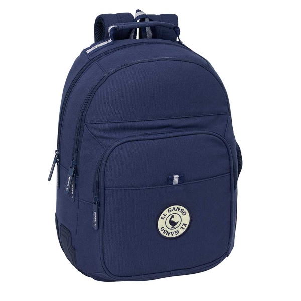 Safta el Ganso Jeans Mochila - Adaptable a Carro - Bolsillo Frontal - Portabotellas - Cremallera con Doble Tirador - Asa de Mano - Hombreras y Espalda Acolchada - 32x42x15cm - Color Azul Marino