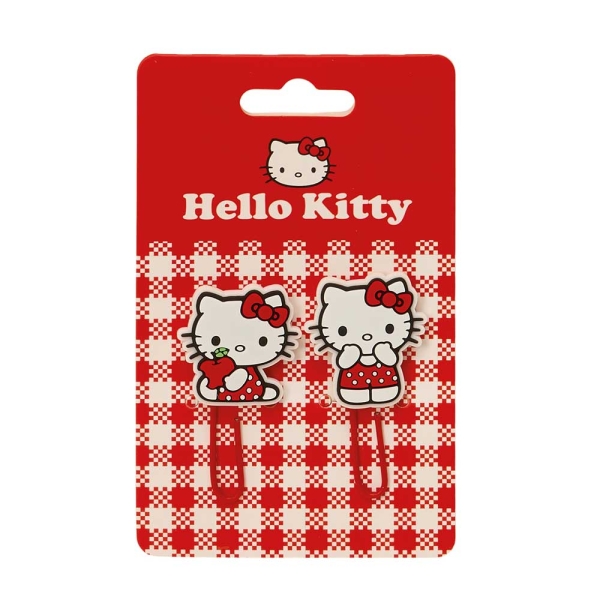 Safta Hello Kitty Pack de 2 Clips - Presentado en Blister - Color Rojo y Blanco