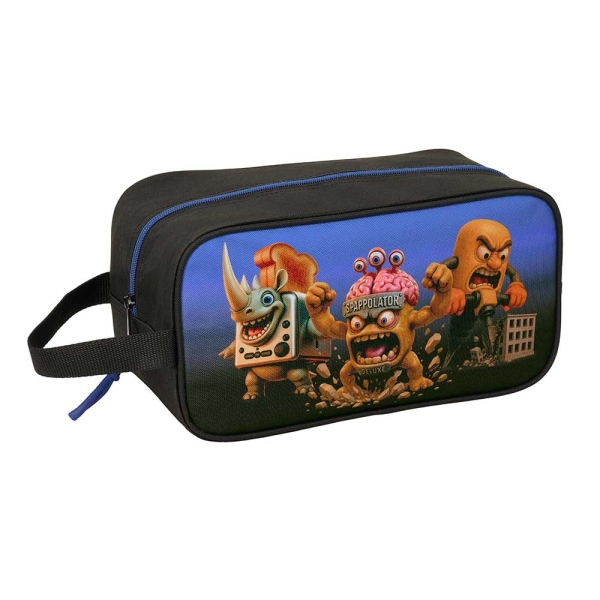 Safta Brainrot Zapatillero Mediano - Capacidad 6L - Asa de Mano Lateral - 29x15x14cm - Color Negro y Azul