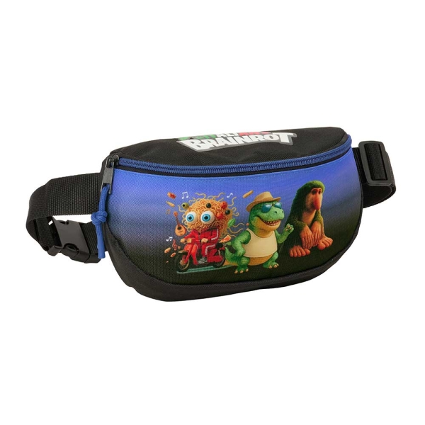 Safta Brainrot Bolsa de Cintura - Cremallera - Cintas Ajustables - Cierre de PVC - 23x14x9cm - Color Negro y Azul