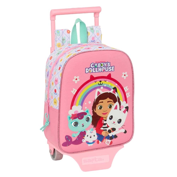 Safta Gabby's Dollhouse Mochila con Carro - Extraible - 6L - Tarjeta de Identificacion Personal - Asa de Mano - 22x27x10cm - Color Rosa