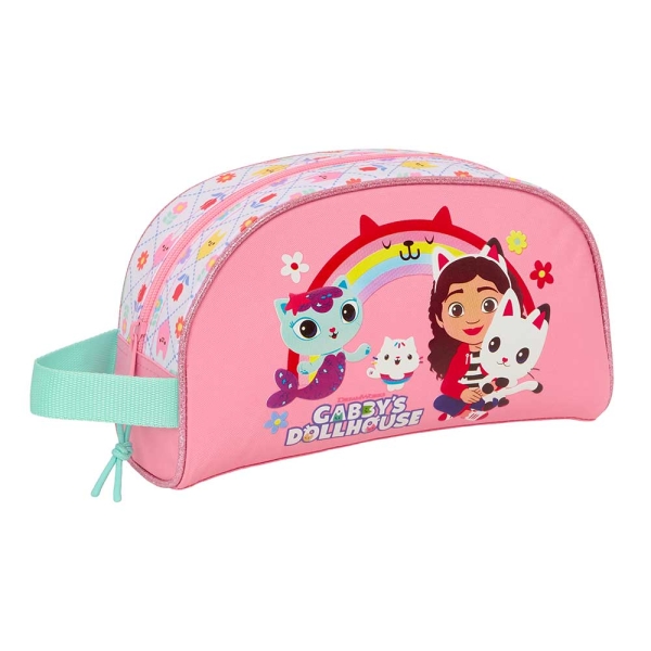 Safta Gabby's Dollhouse Neceser - Adaptable a Carro - Asa de Mano Lateral - Bolsillo Interior con Cremallera - 26x16x9cm - Color Rosa