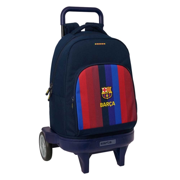 Safta F.C.Barcelona 1ª Equipacion 26/27 Mochila con Carro - Extraible - 33L - Portabotellas - Tarjeta de Identificacion Personal - Doble Tirador - Asa - Bolsillo Frontal - 33x45x22cm - Color Rojo y Azul