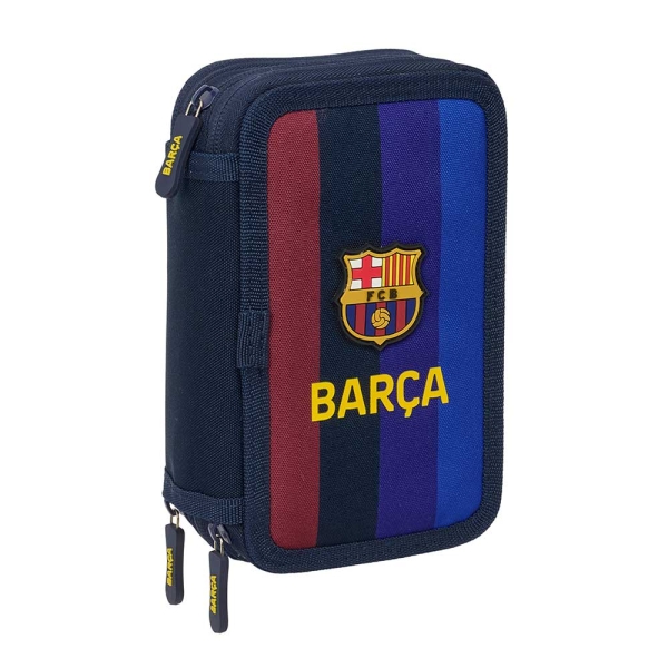 Safta F.C.Barcelona 1ª Equipacion 26/27 Plumier de 3 Pisos - 37 Piezas - Goma - Lapiz - 2 Boligrafos - Sacapuntas - 2 Reglas - 16 Colores - 14 Rotuladores - 12.5x19.5x5.5cm - Color Azul Noche