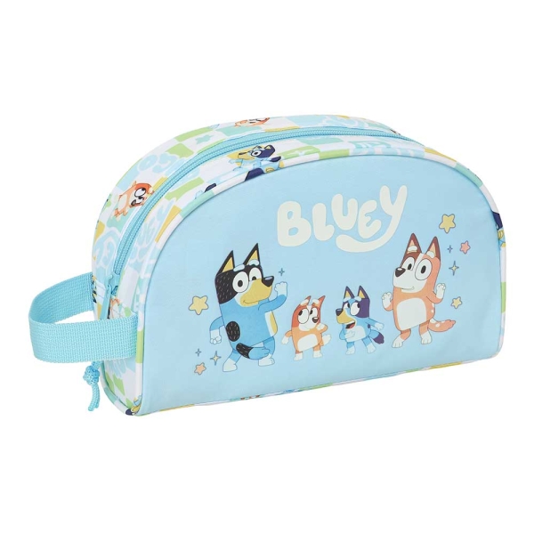 Safta Bluey Ready Neceser - Adaptable a Carro - Asa de Mano Lateral - Bolsillo Interior con Cremallera - 26x16x9cm - Color Azul Pastel